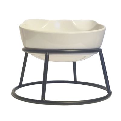 Cat Bowl with Stand (White) 